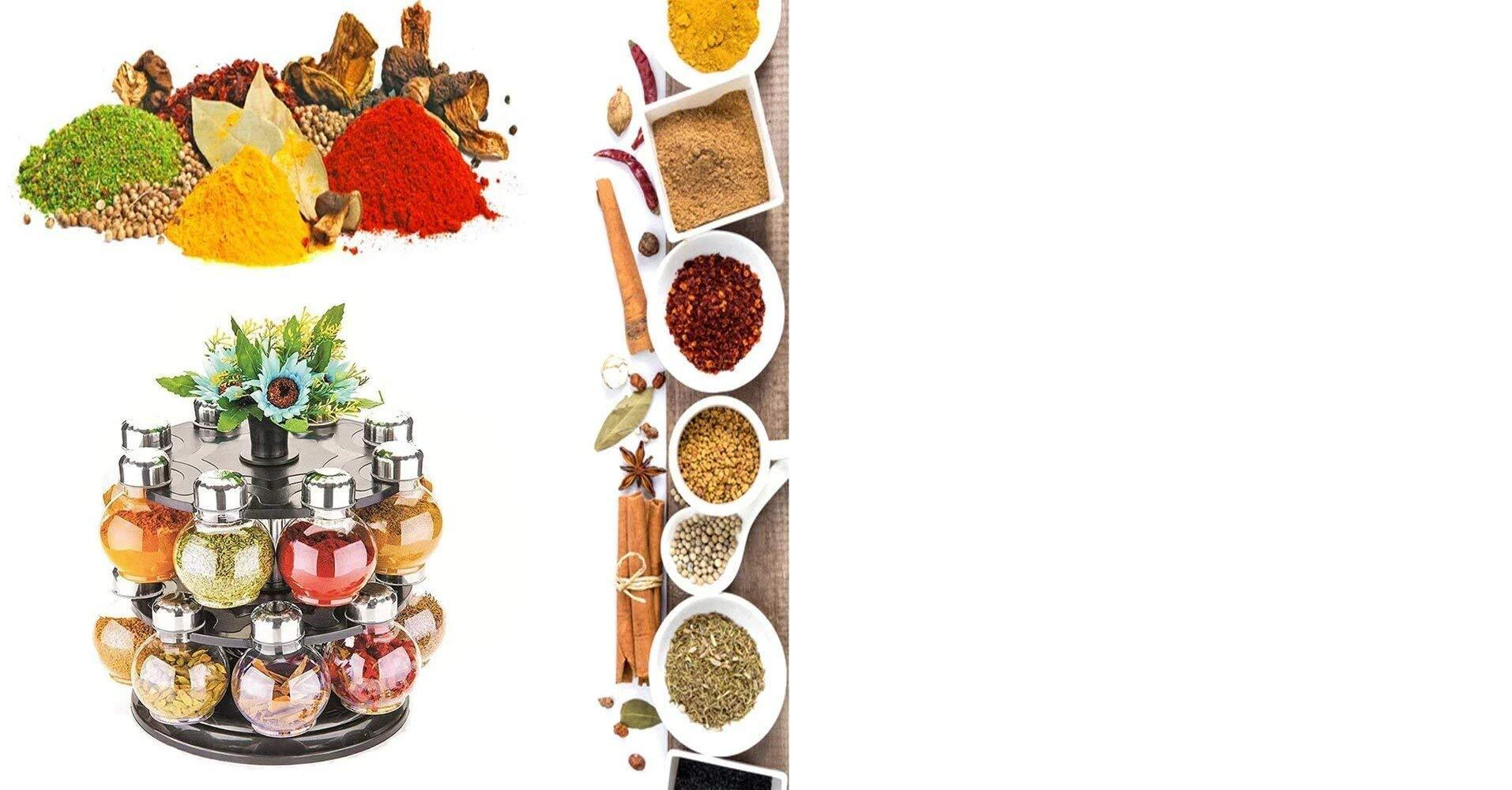 Multipurpose Revolving Plastic Spice Rack Set (16pcs)