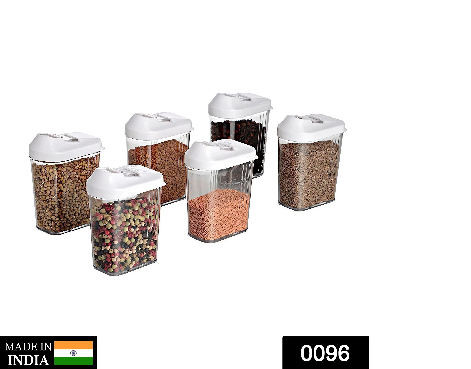 Plastic Easy Flow Storage Jar with Lid (750ml, Set of 6)