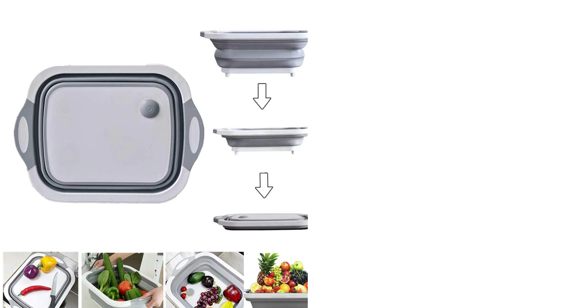 Chopping Board, Dish Rack, Washing Bowl & Draining Basket, 3in1 Multi-Function