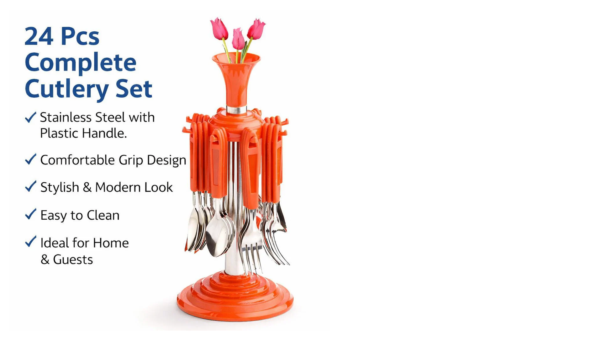 New Stylish 24 Pcs Plastic, Stainless Steel Cutlery Set (Pack of 24)