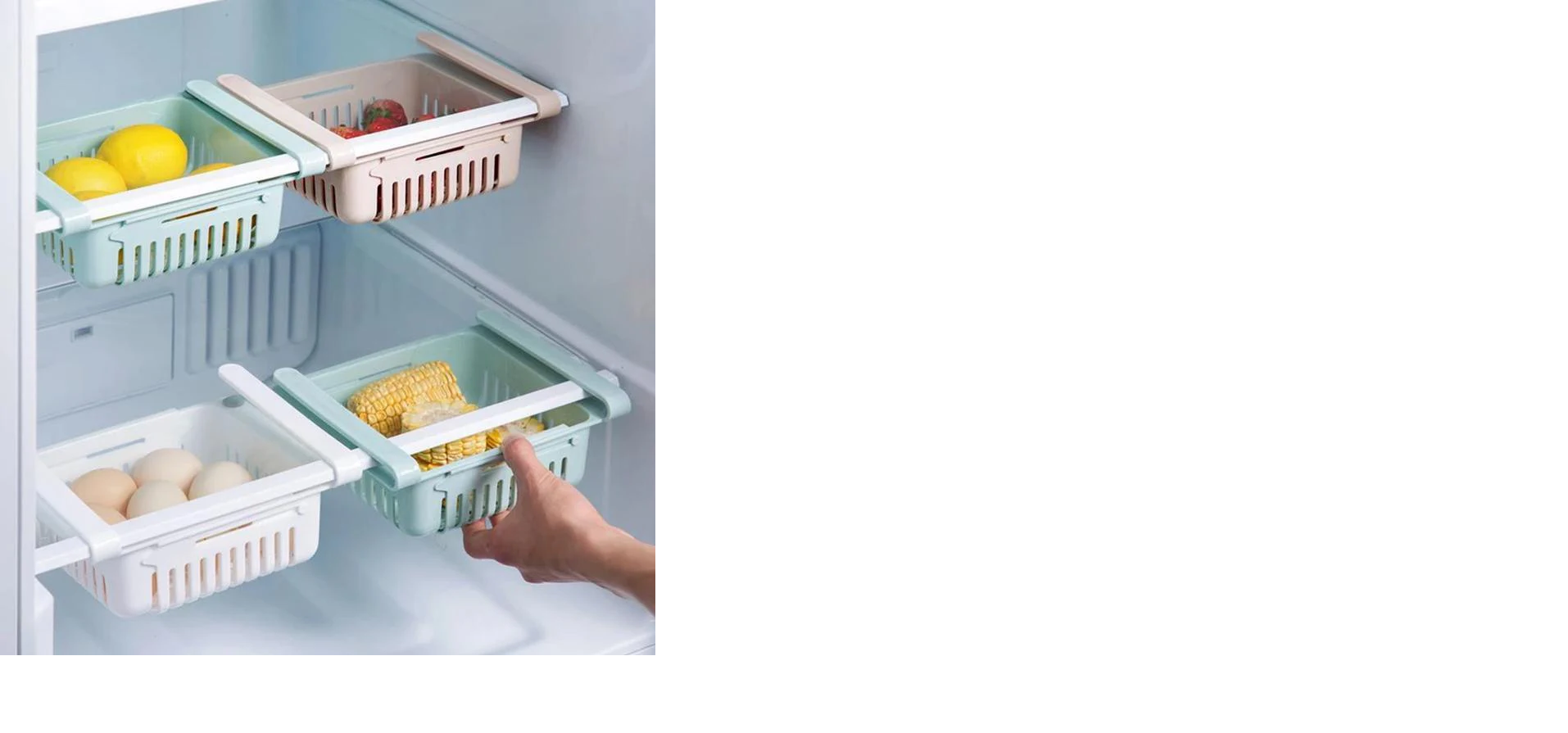 Fridge Organizer Drawer - Adjustable Fridge Storage Basket ( 4pc Set )