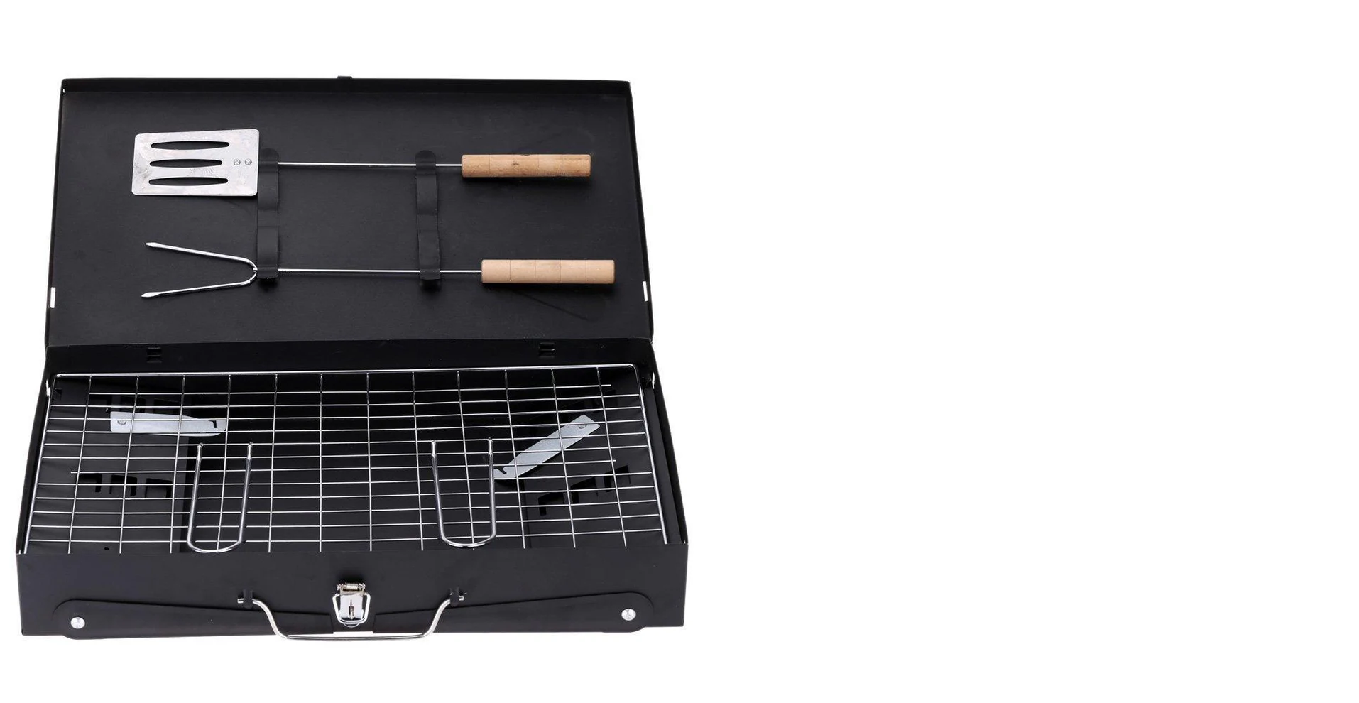 Stainless Steel Briefcase Style Barbecue Grill Toaster (Medium, Black)