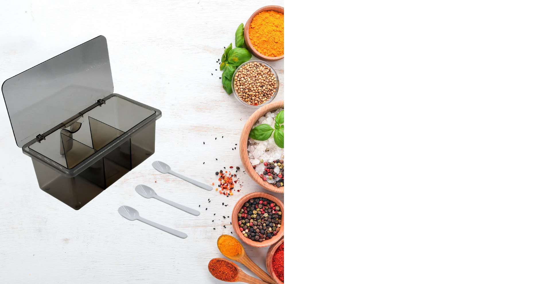 Seasoning Box Portable Durable 3 Sections for Bars Restaurants