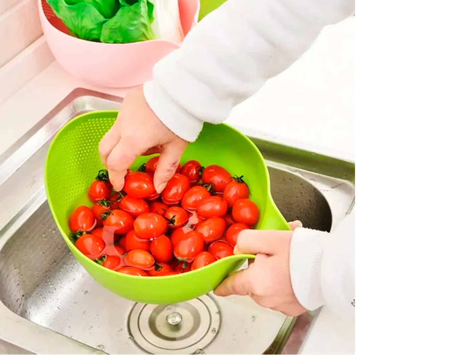 Rice Bowl Thick Drain Basket with Handle