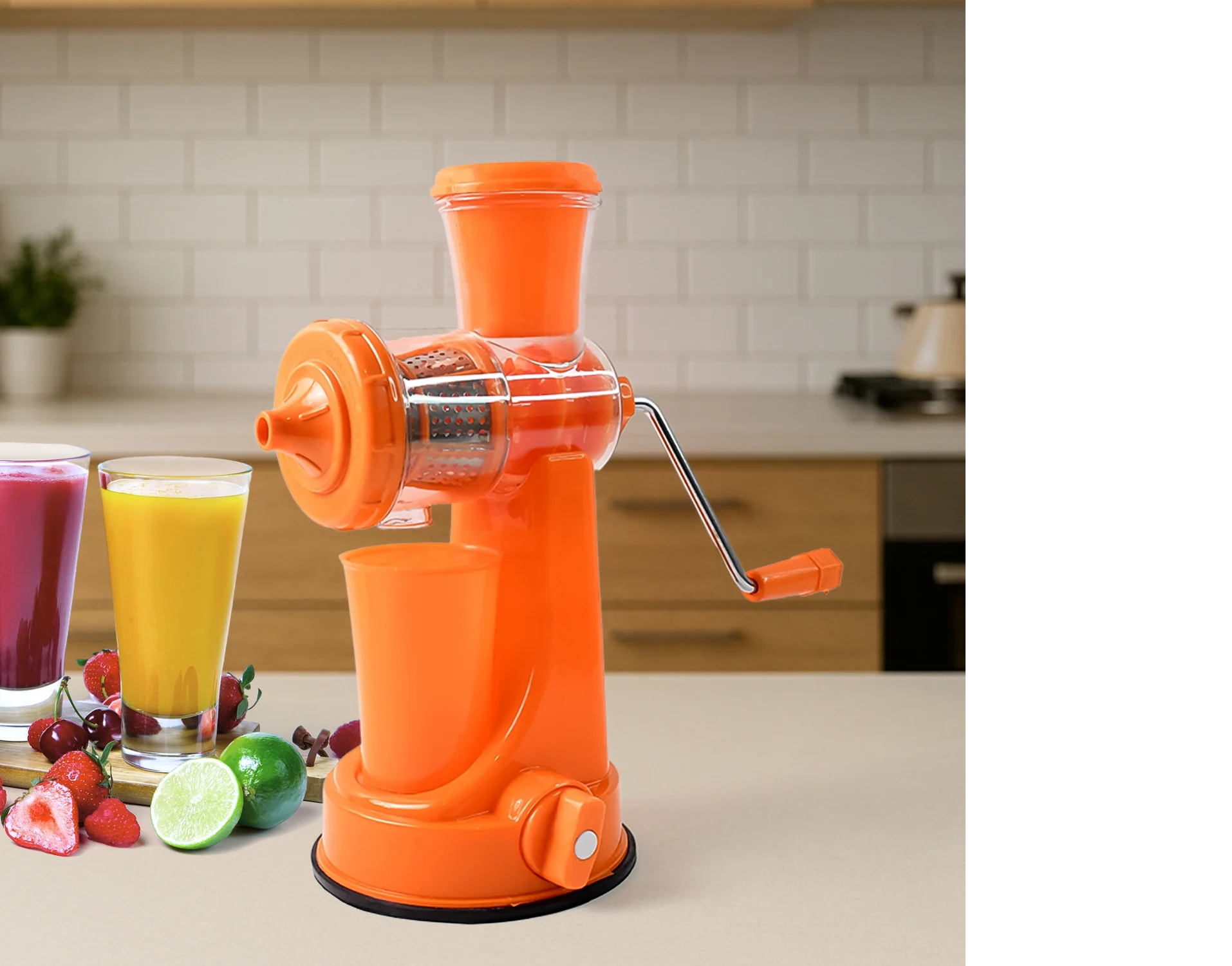 Manual Fruit Vegetable Juicer with Juice Cup and Waste Collector