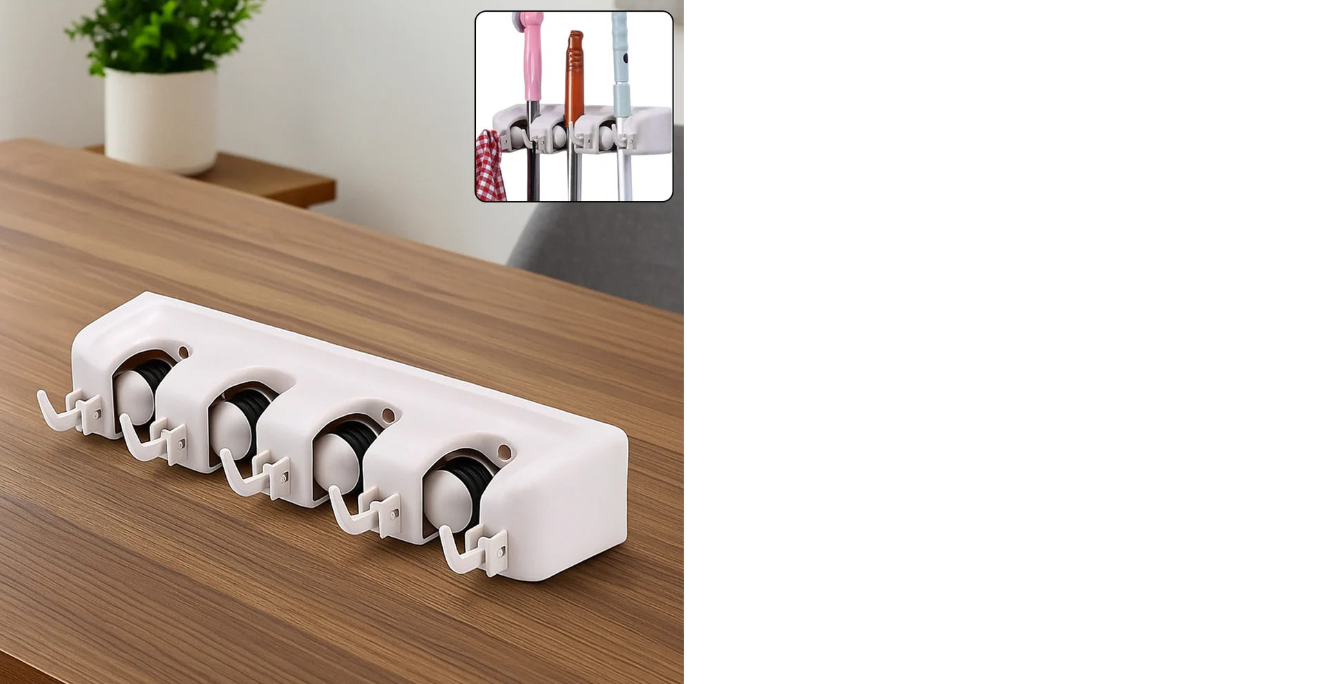 4 Layer Mop and Broom Holder, Garden Tool Organizer, Multipurpose Wall Mounted