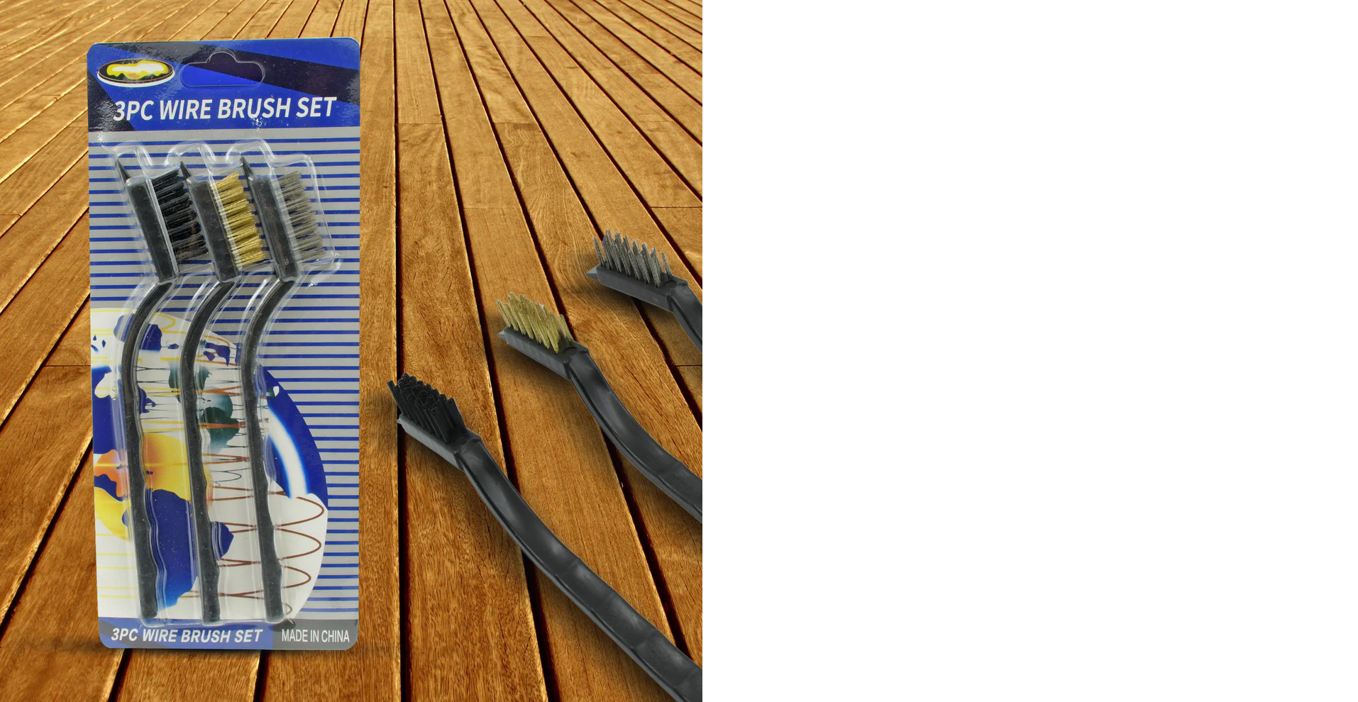 3pcs Mini Wire Brush Set (Steel / Nylon / Brass Brush)