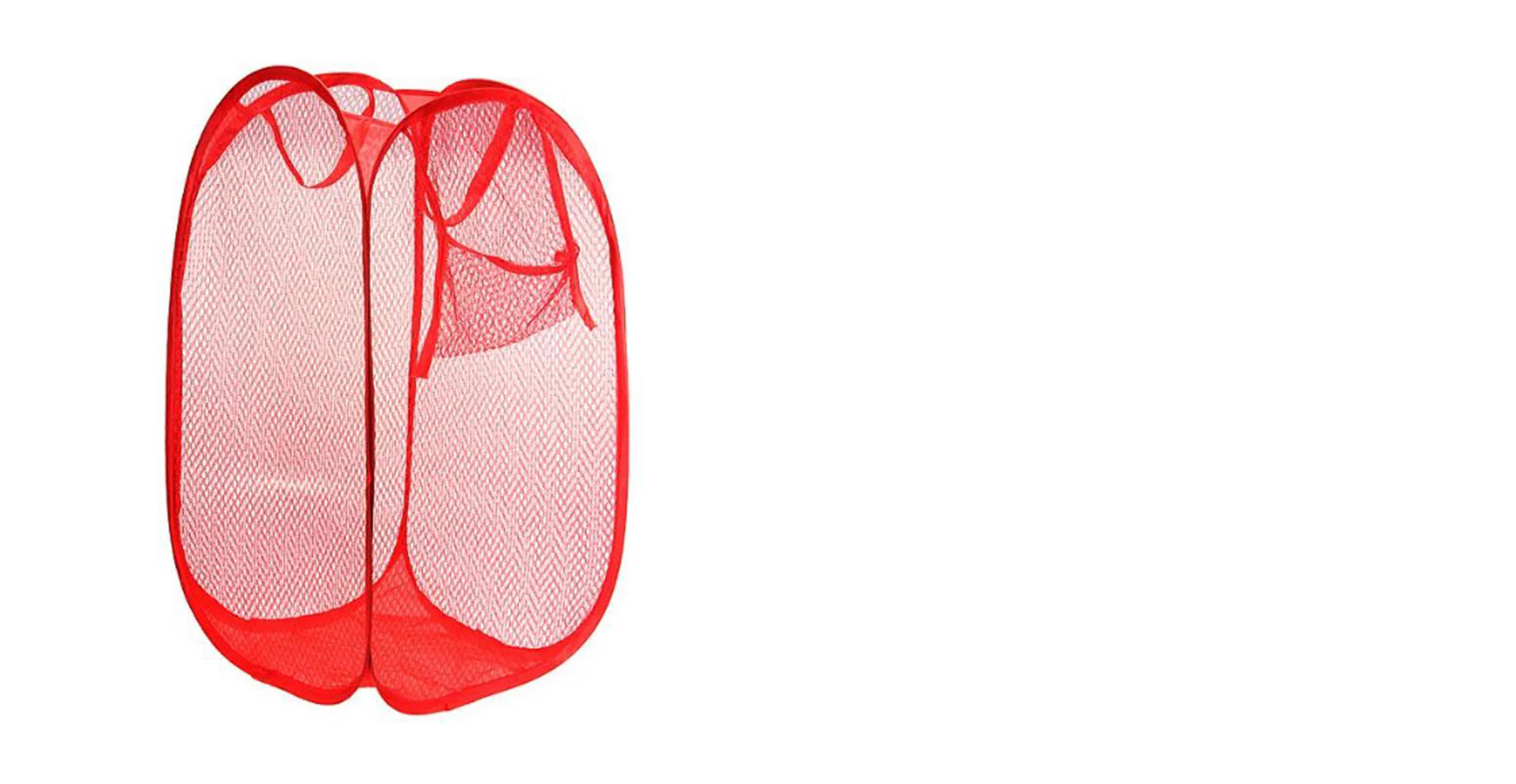 Laundry Hamper Mesh Fabric For Ventilation Foldable Storage Up Clothes Basket