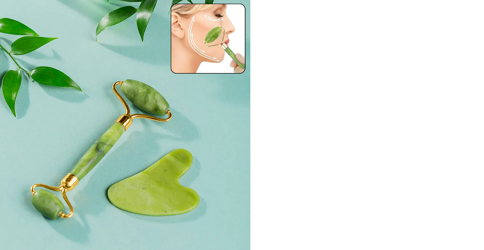 Jade Roller & Gua Sha – Natural Facial Massager for Anti-Aging & Skin Glow
