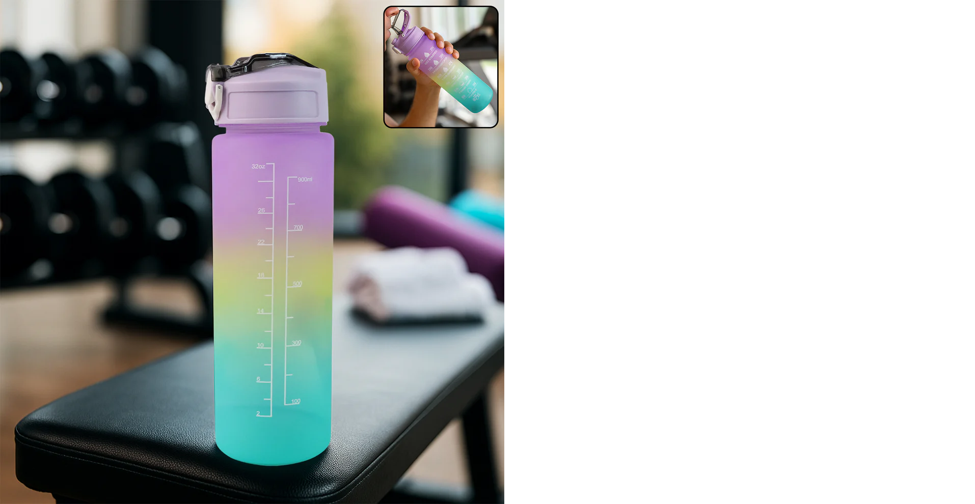 Motivational Water Bottle with Straw & Time Marker
