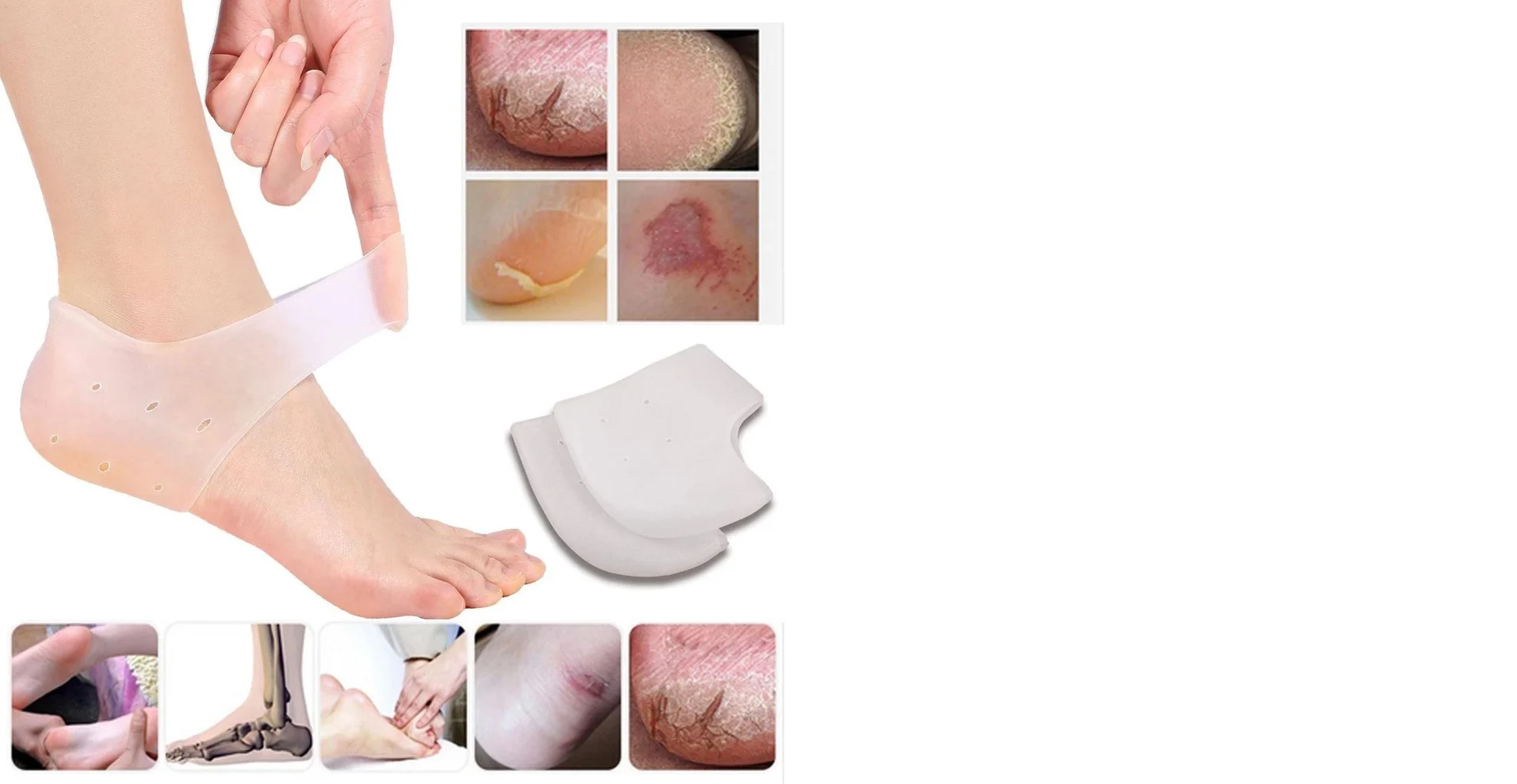 Moisturizing Skin Softening Silicone Gel for Dry Cracked Heel Repair (Multicolour)