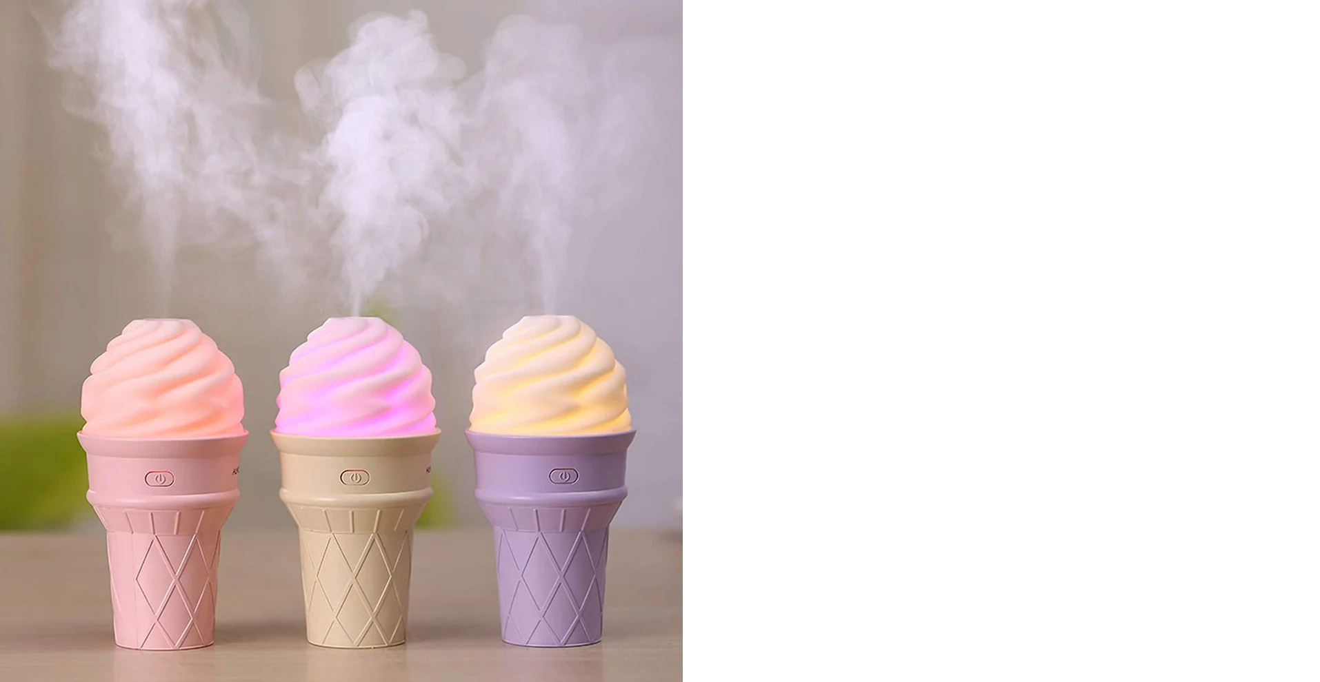 Ice Cream Design LED Humidifier for Freshening Air & Fragrance (Multicoloured)