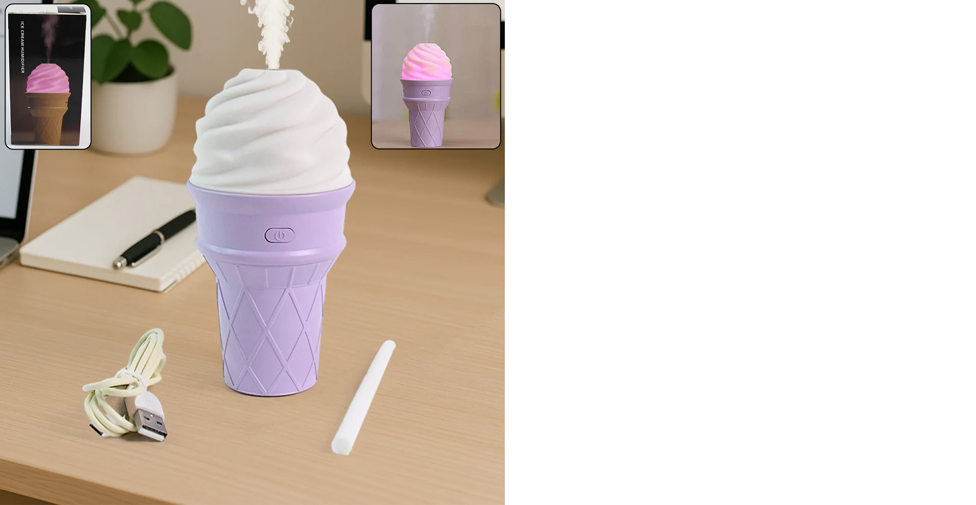 Ice Cream Cone Shape Air Freshener Humidifier (1Pc / Purple )