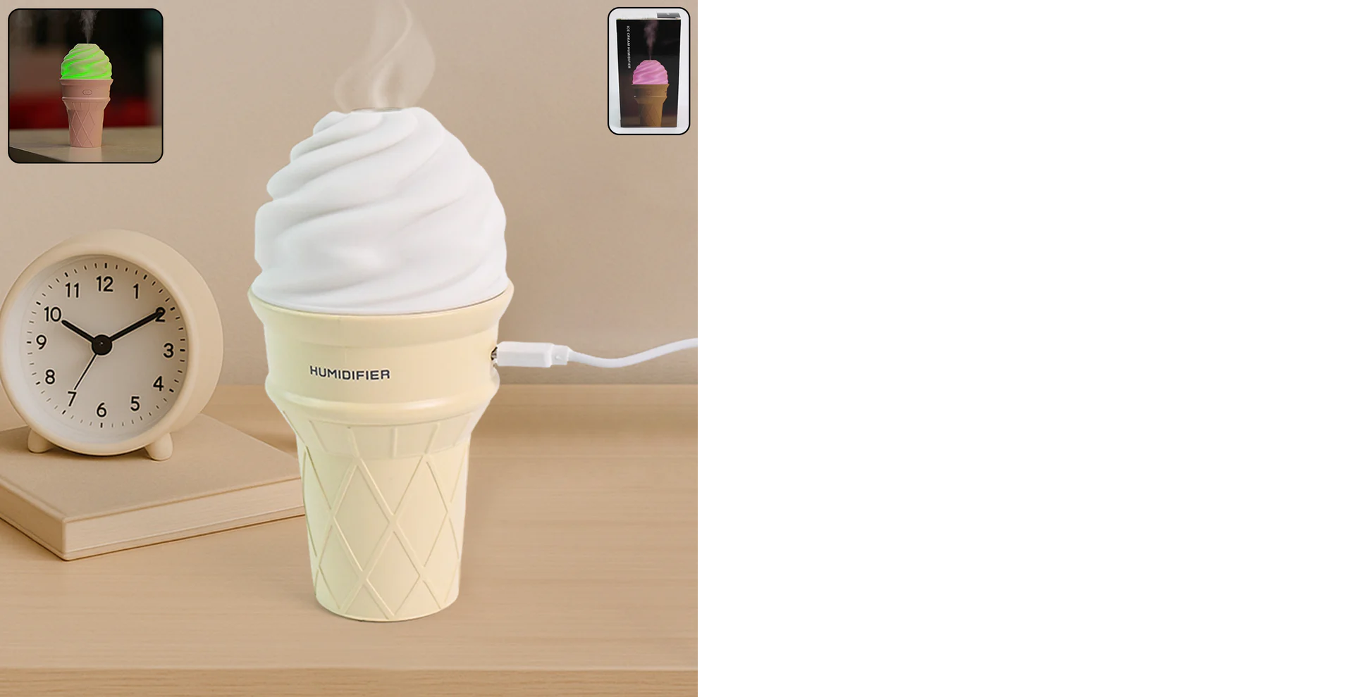 Ice Cream Cone Shape Air Freshener Humidifier (1Pc / Cream Color)