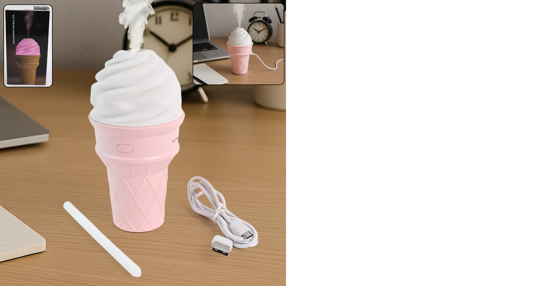 Ice Cream Cone Shape Air Freshener Humidifier (1Pc / Pink)