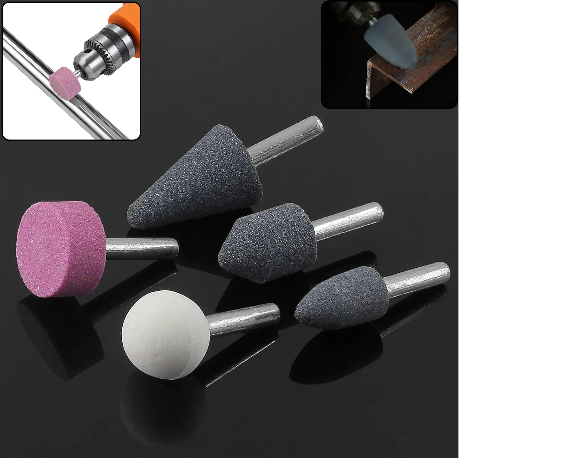 5 Pcs Shank Abrasive Mounted Stone (Multicolour)