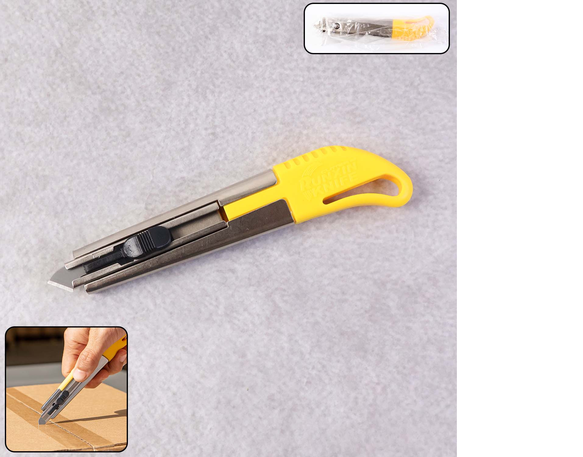 Heavy-Duty Stainless Steel Body Utility Cutter Knife (1 Pc / With 2 Extra Blade)