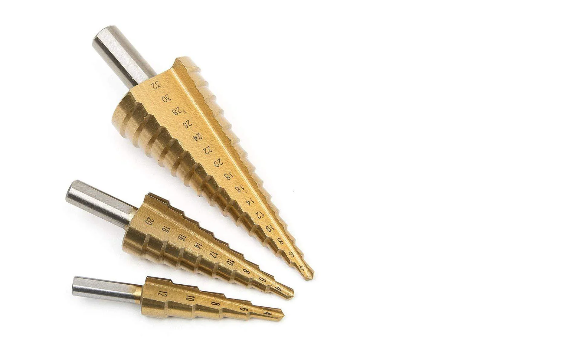 3X Large HSS Steel Step Cone Drill Titanium Bit Set Hole Cutter (4-32, 4-20, 4-12mm)