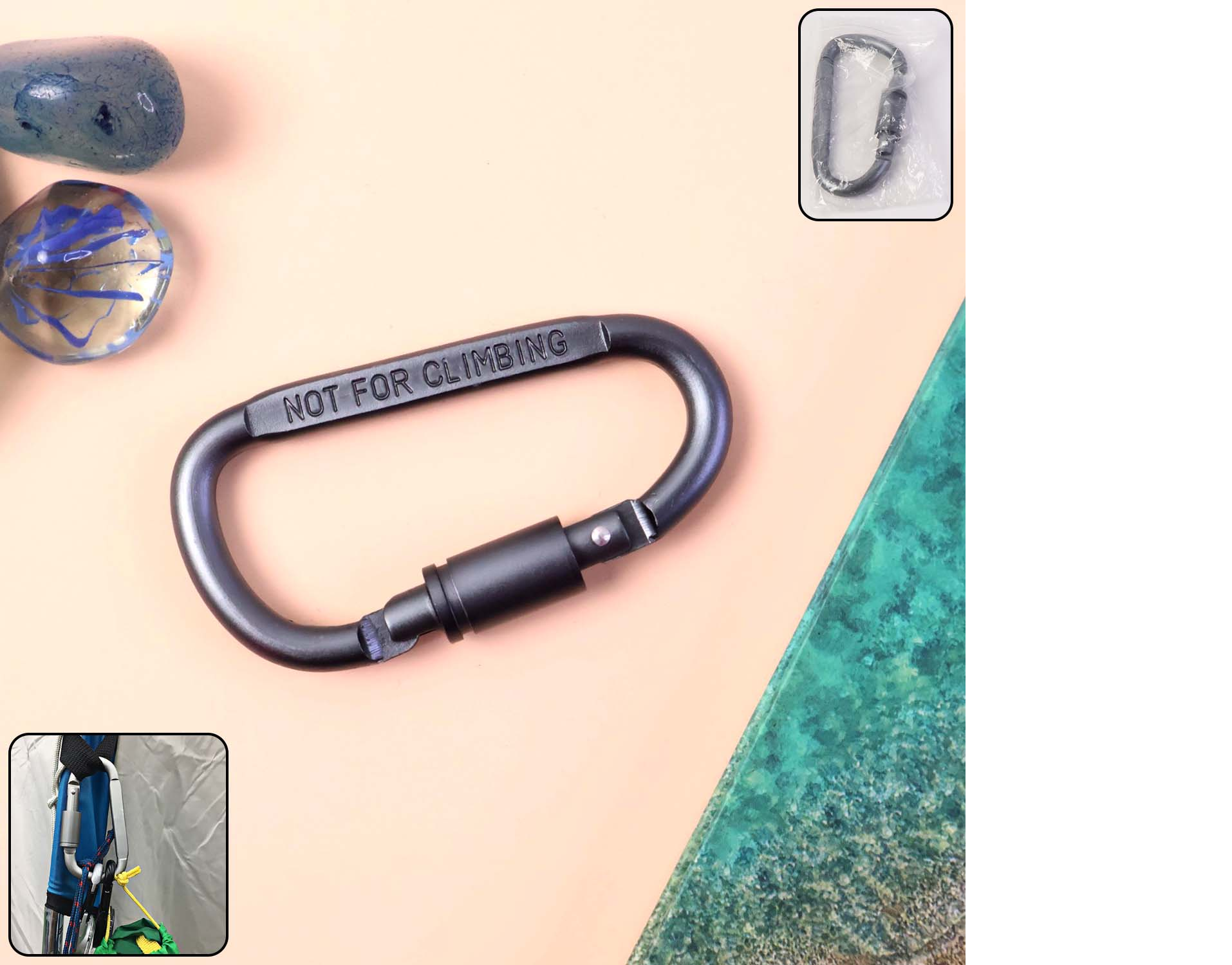 Premium Heavy-Duty Metal Carabiner Hook with Screw Lock (1 Pc)  