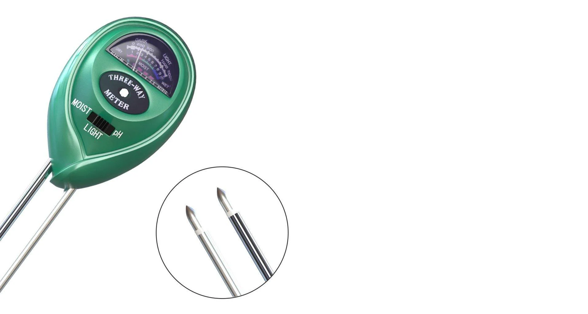 Soil Tester 3-in-1 Plant Moisture Sensor (Green)