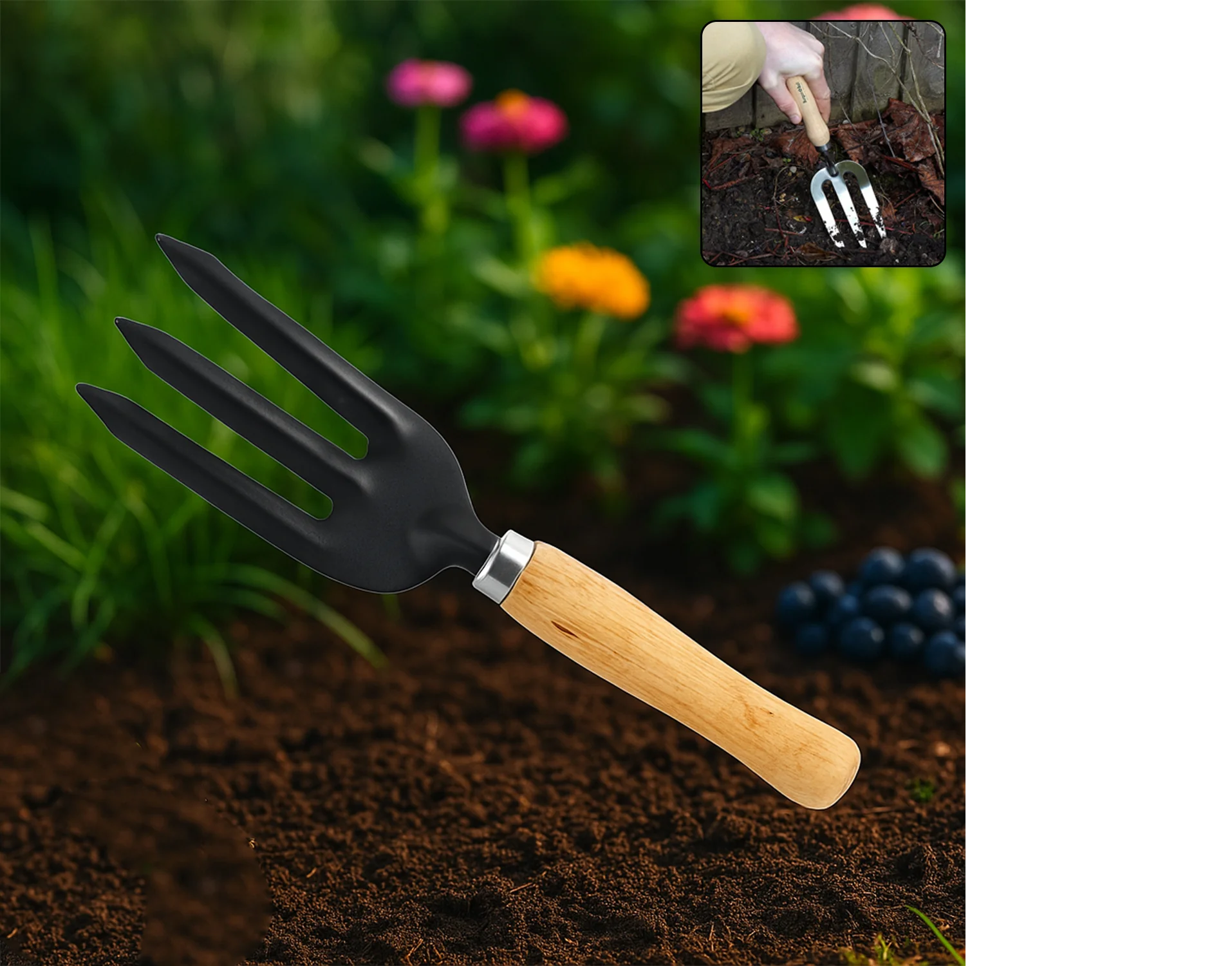 Hand Weeding Fork (Steel, Black)