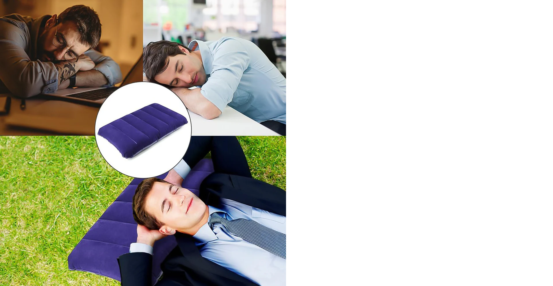 Velvet Air Inflatable Travel Pillow (Blue)