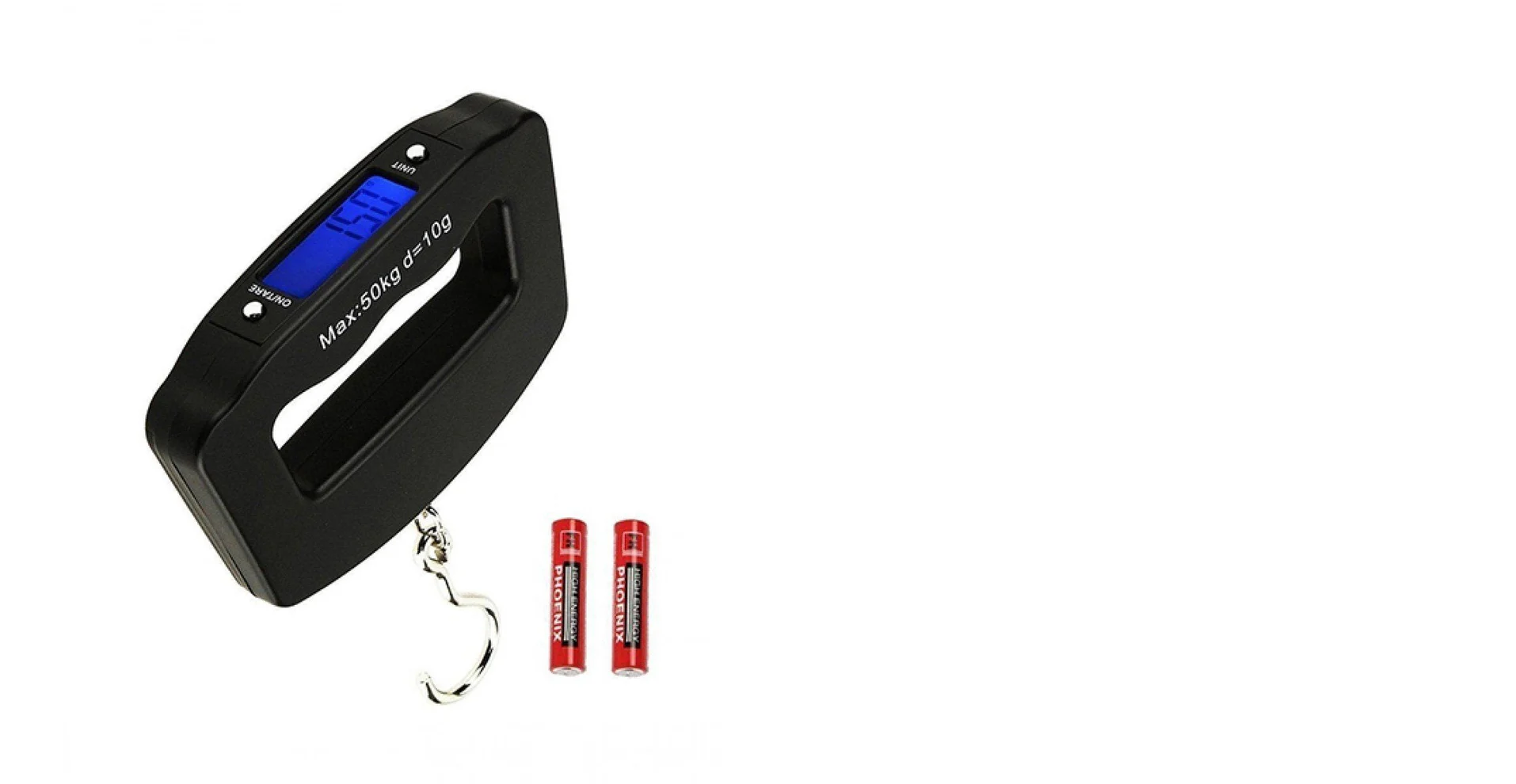 Black Digital Portable Luggage Scale with LCD Backlight (50 kg)