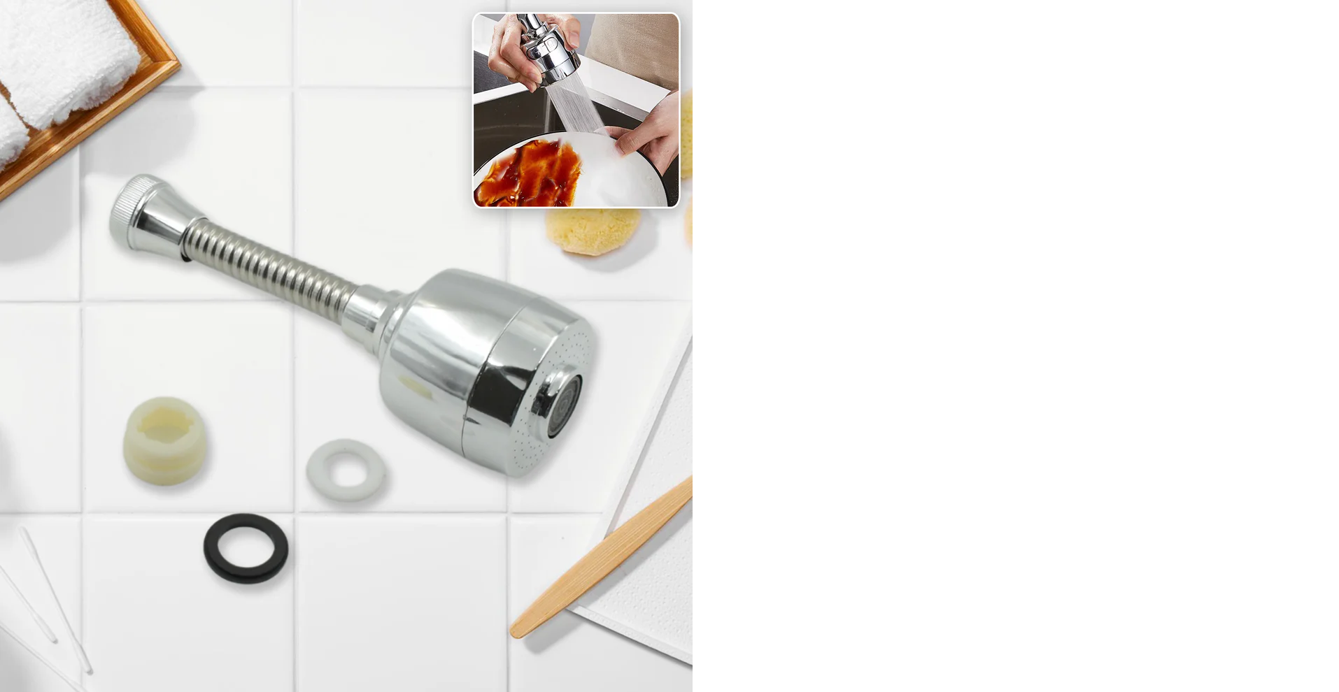 360° Rotating Faucet Sprayer – Water-Saving Aerator for Kitchen & Bathroom (6 Inch)