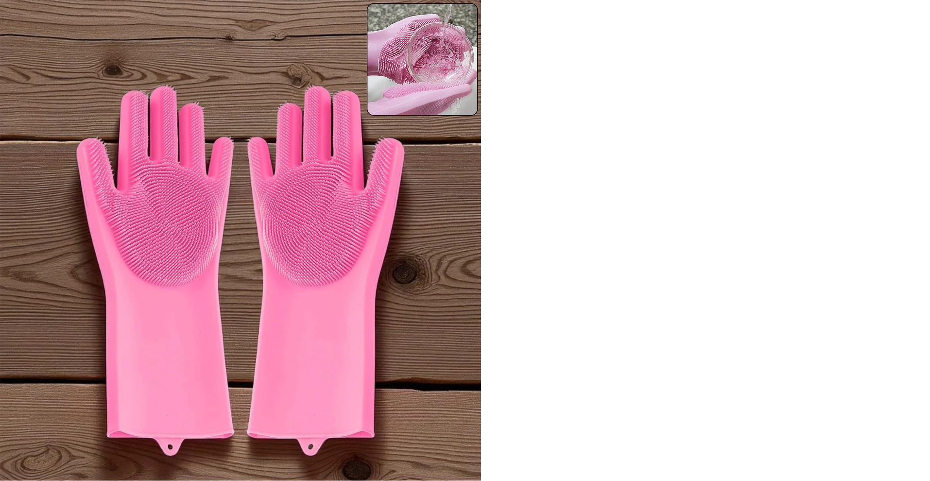 Reusable Silicone Cleaning Brush Scrubber Gloves (Multicolor)
