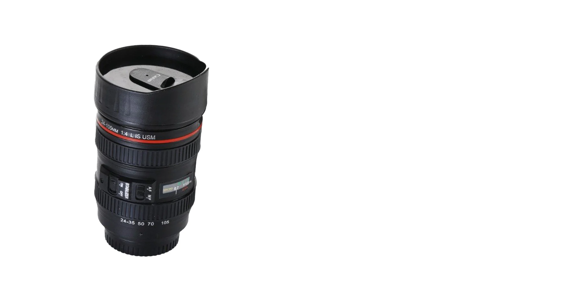 Camera Lens Shaped Coffee Mug Flask With Lid
