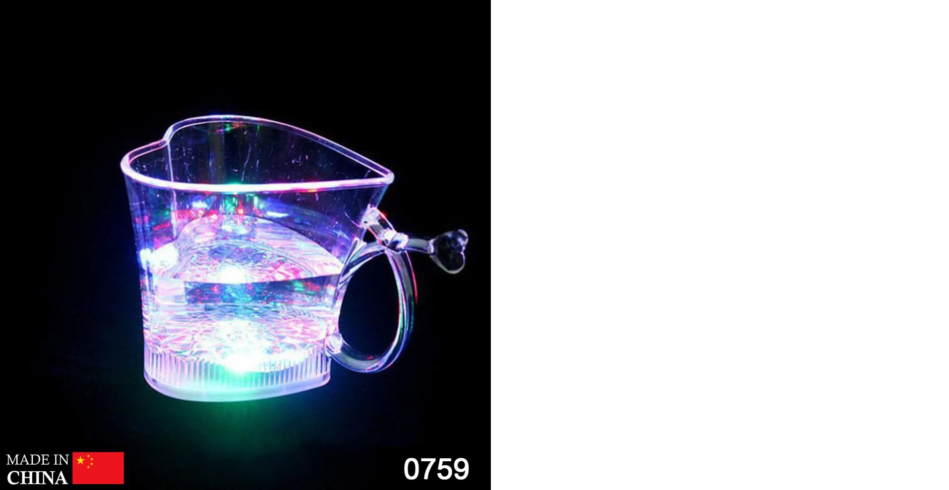 Heart Shape Activated Blinking Led Glass Cup