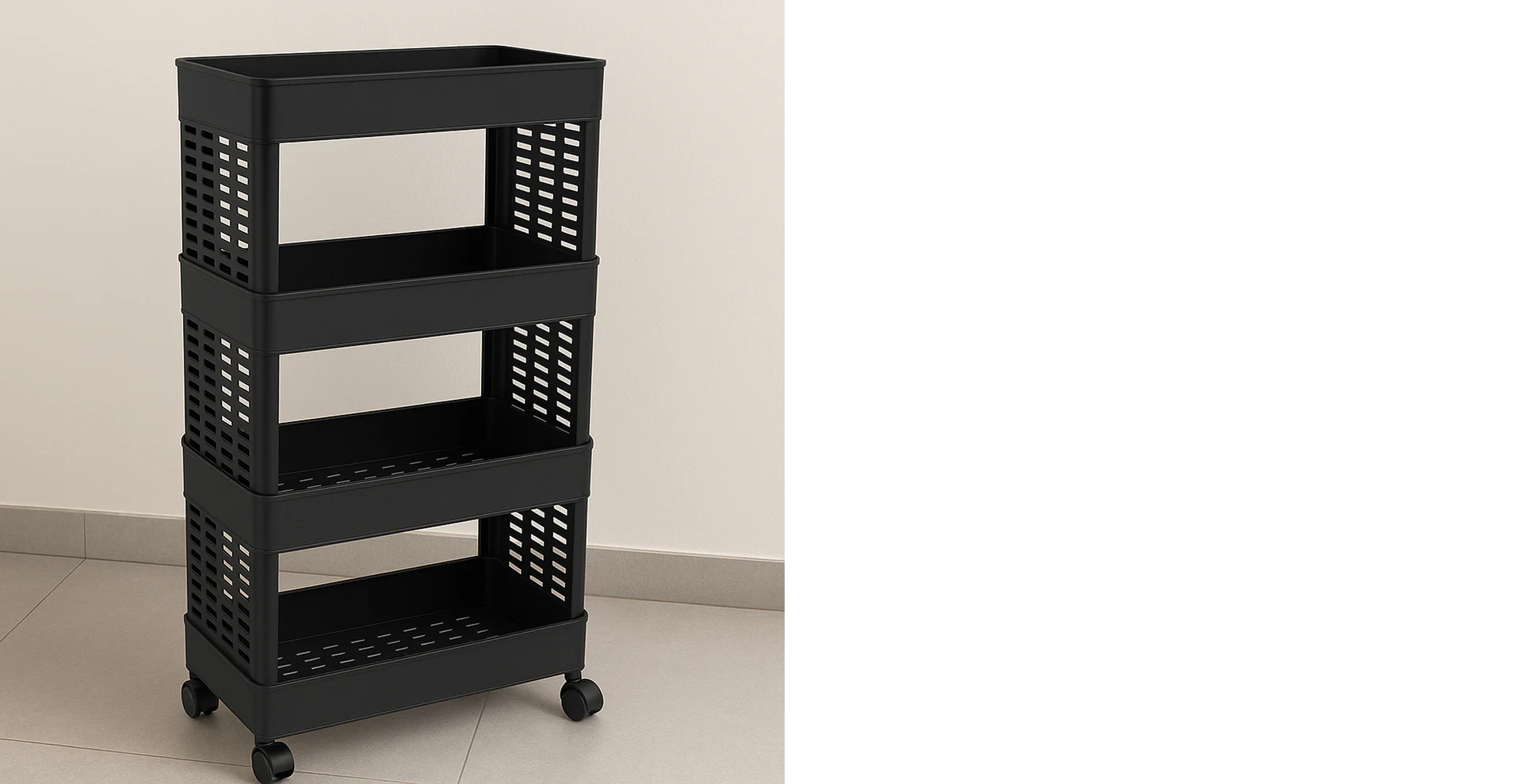 4-Layer Plastic Storage Rack with Wheels