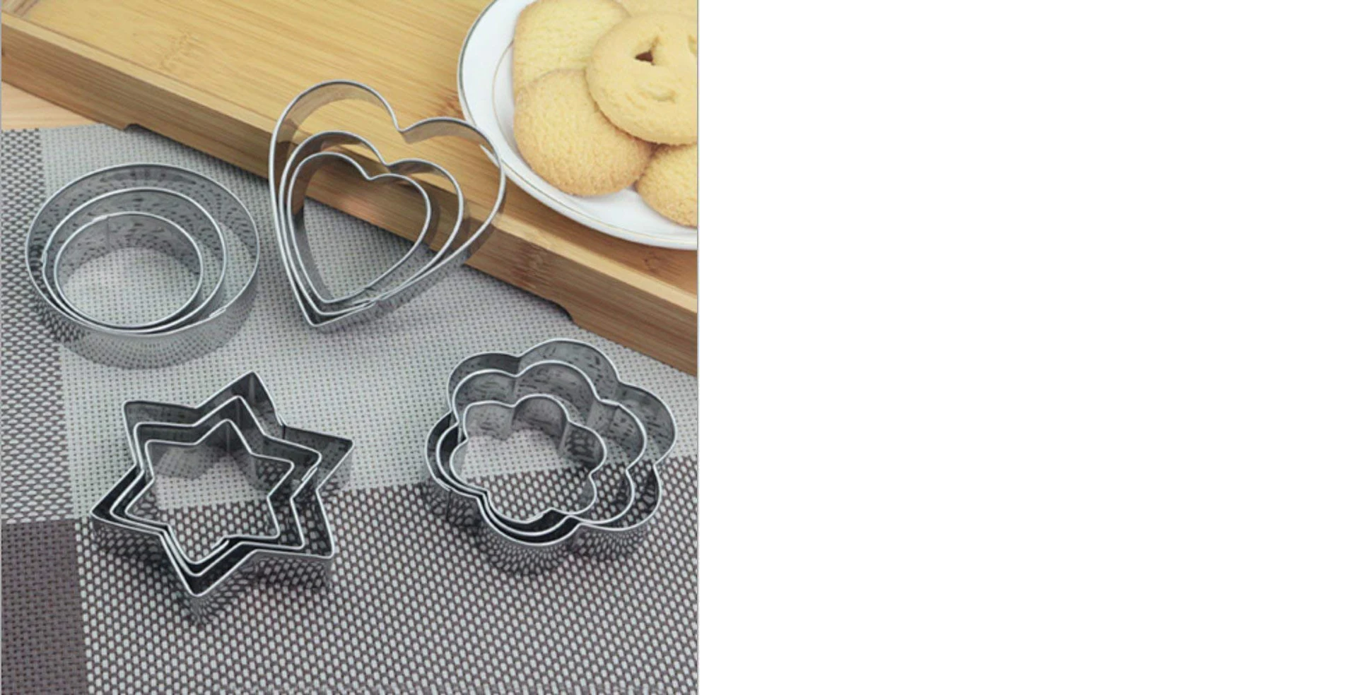 Stainless Steel Cookie Cutter Set – Heart, Round, Star & Flower Shapes (12 Pcs)