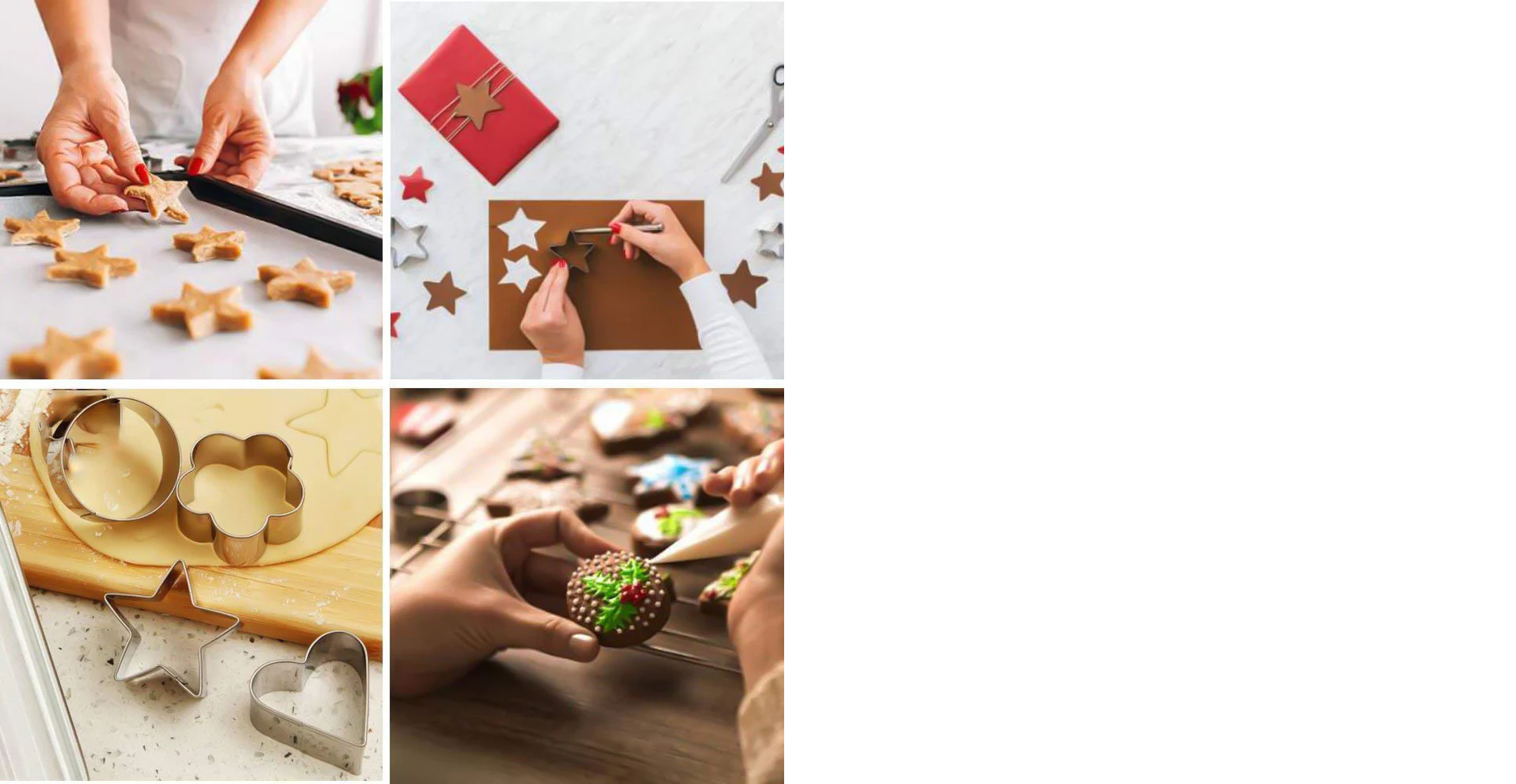 Stainless Steel Cookie Cutter Set – Heart, Star & Flower Shapes (4 Pcs)