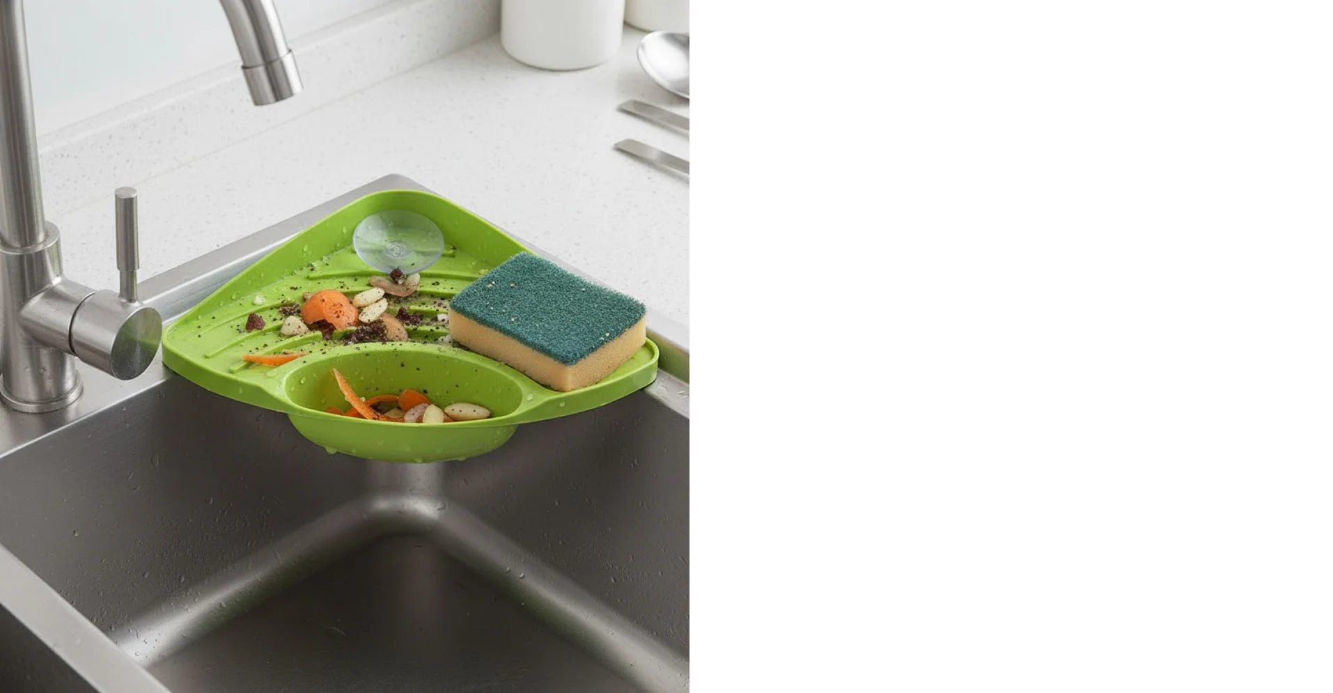 Corner Sink Strainer For Draining Kitchen Waste In Sinks And Wash Basins.