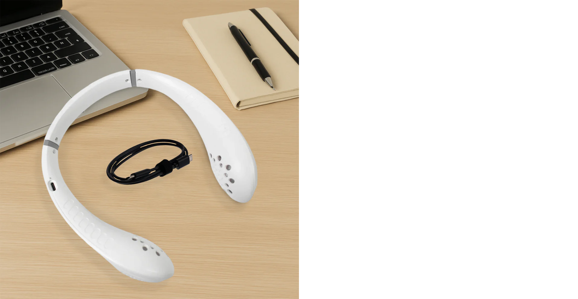 Portable USB Rechargeable Neck Fan – Wearable, 3 Speeds, Headphone Design