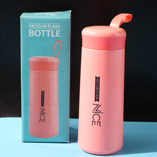 Plastic Vacuum Flask Bottle - (Pink Color / 1 Pc / 400ML)