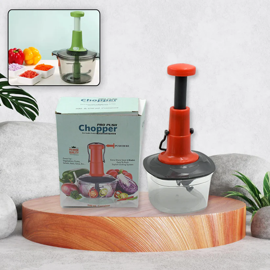 Manual Food Chopper (650ml): 3 Stainless Steel Blades, Locking System, Anti-Slip