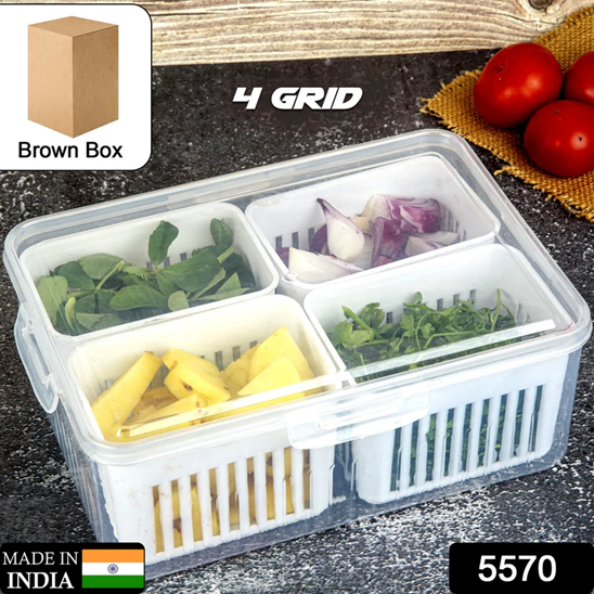 Fridge Storage Box – Freezer & Kitchen Organizer for Vegetables & Food (1 Pc) - 6 Grid / Color Box