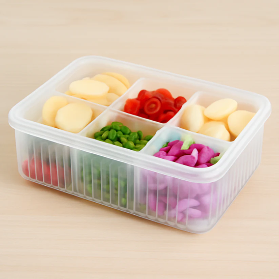 Fridge Storage Box – Freezer & Kitchen Organizer for Vegetables & Food (1 Pc) - 6 Grid / Color Box