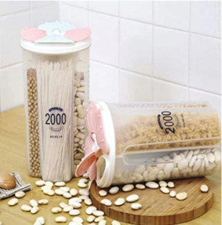 Kitchen Storage - Transparent Sealed Cans / Jars / Storage Box 4 Section