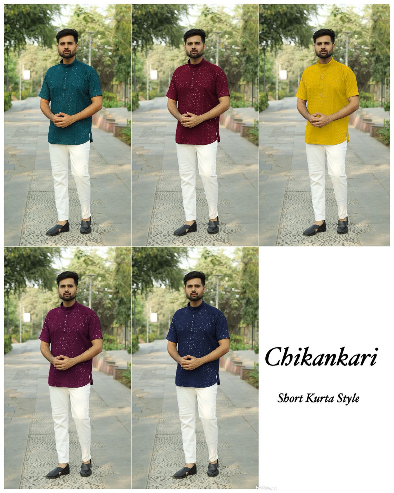 Stylish Short kurta in Chikan Work Fabric