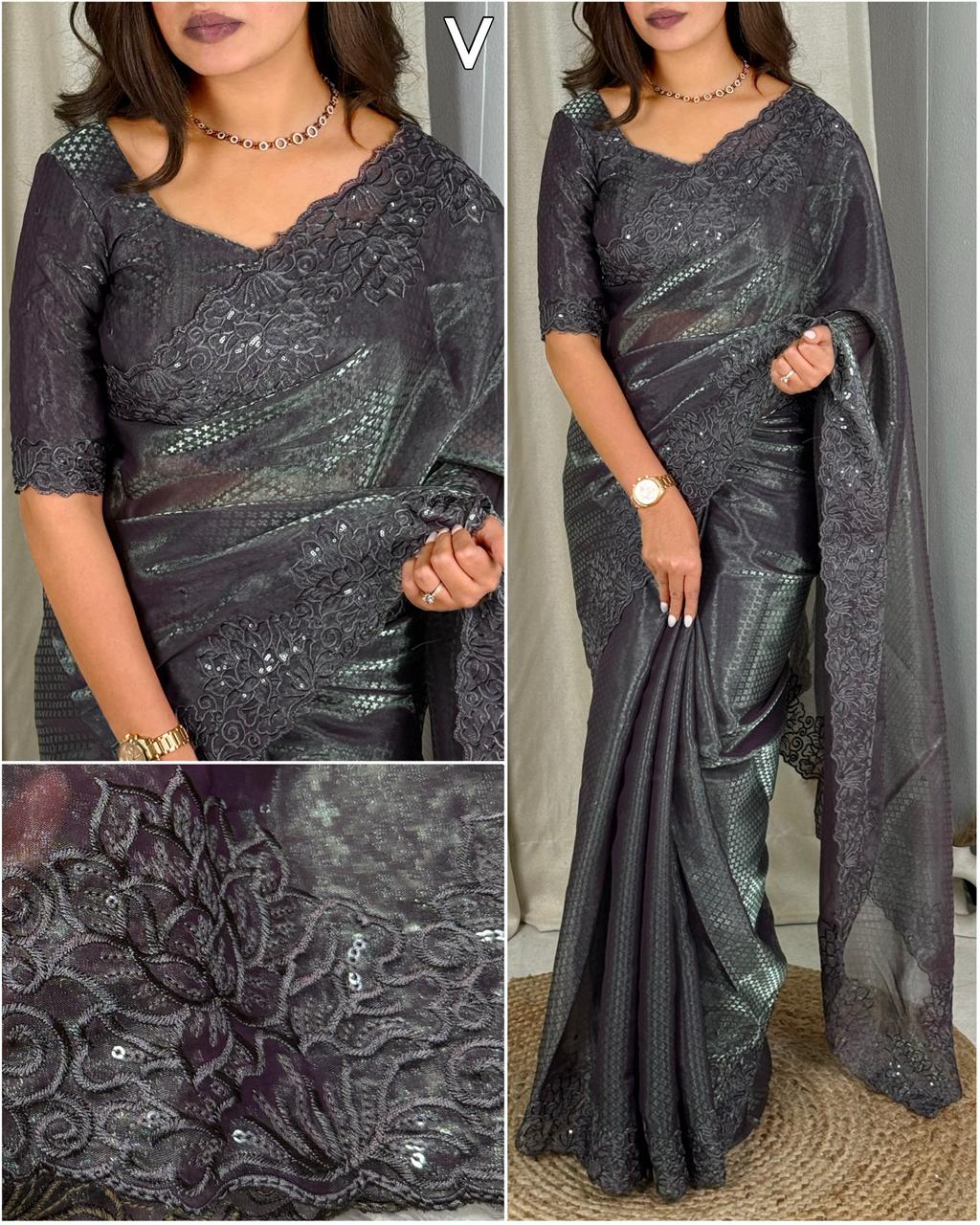 Self jacqaurd weaving pattern in full saree