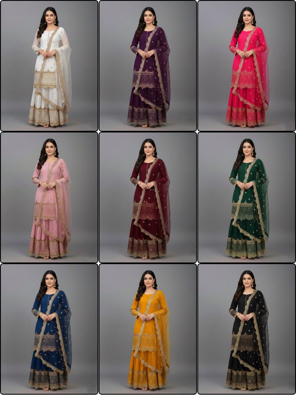 Elegant Embroidered Sequence Designer Sharara Set