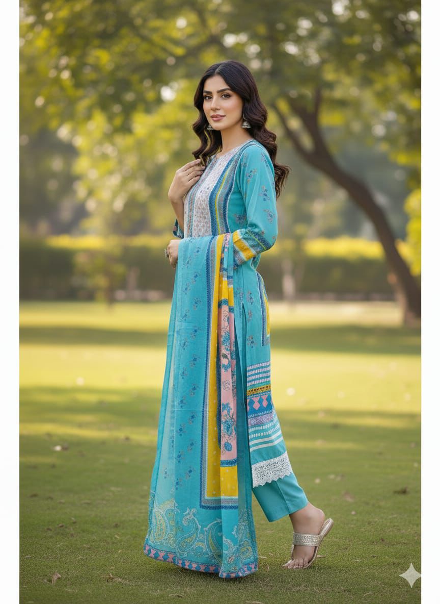 Top-Bottom And Dupatta Set Fully Stitched Ready To Wear 