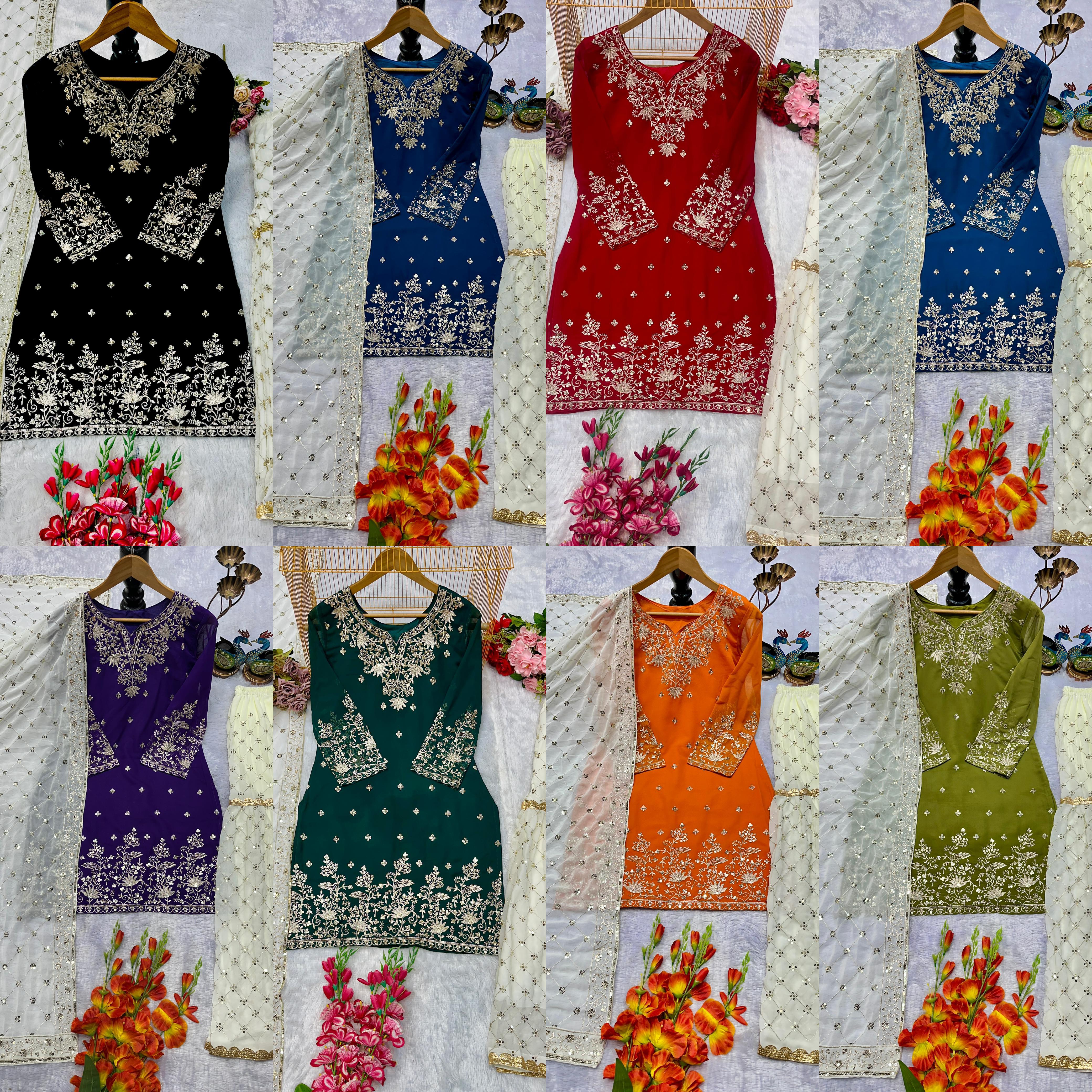 TOP AND PLAZZO. WITH FANCY DUPPATA AND EMBROIDERY WORK