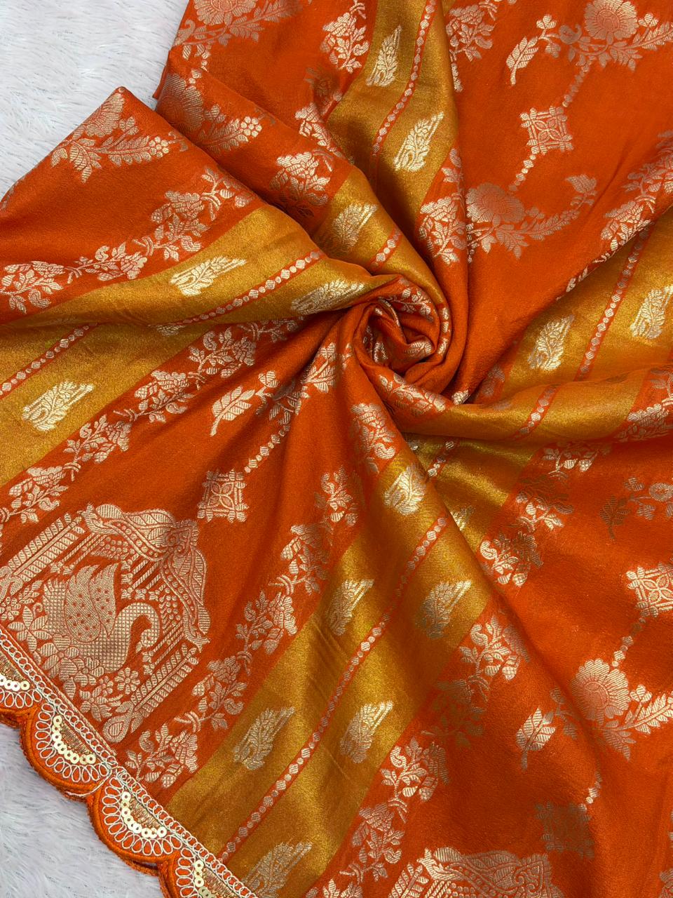 NEW COLLECTION IN KHADI CREPE SILK WEAVING SAREE