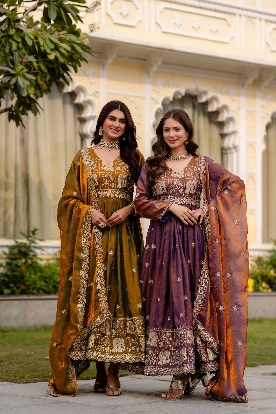 THIS GOWN IS COMING WITH PURE DUAL TONE EMBROIDERED FENDY SATIN FABRIC