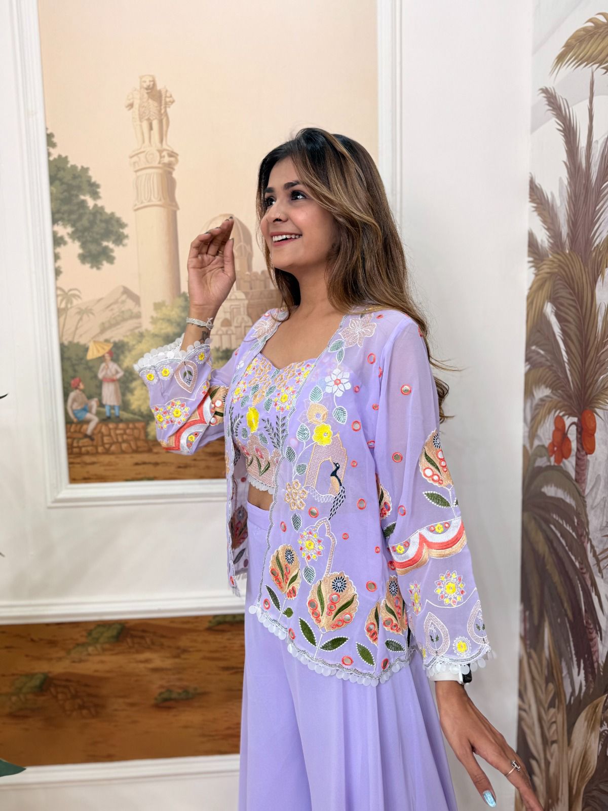 NEW SUPERHIT TRENDING INDO-WESTERN FULLY EMBROIDERED KOTI & BLOUSE