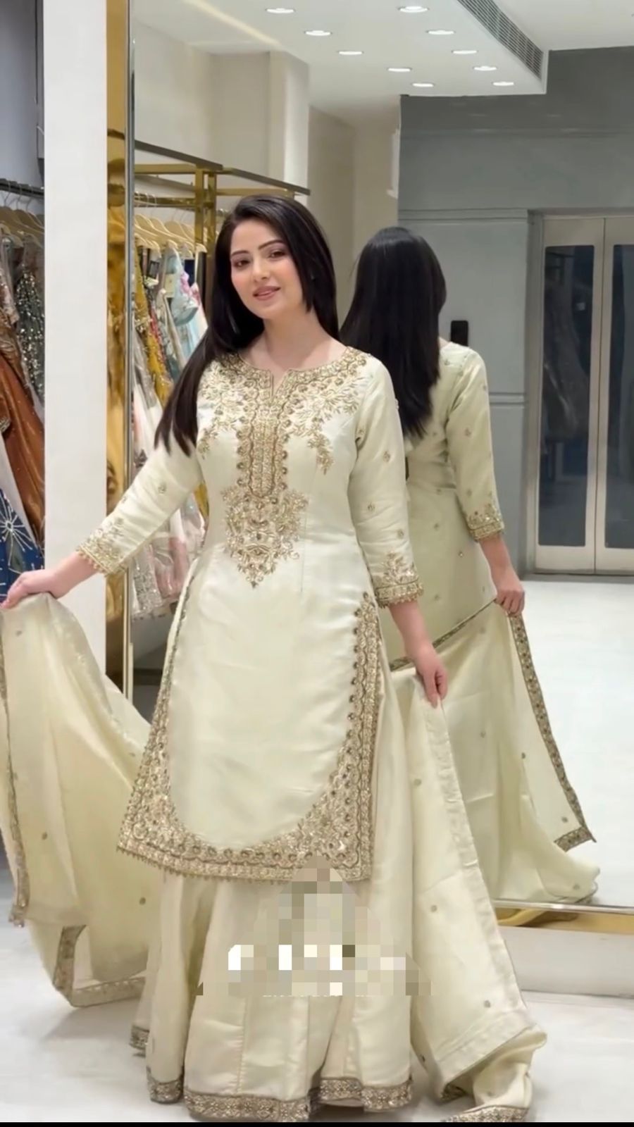  New Designer Collection In Cosmos With Heavy Embroidery Sequence Work Top-Bottom And Dupatta Set 